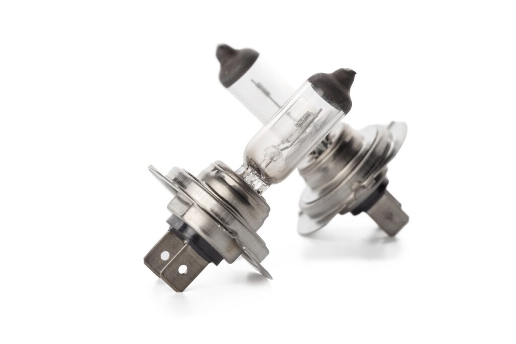 car lightbulb on white background